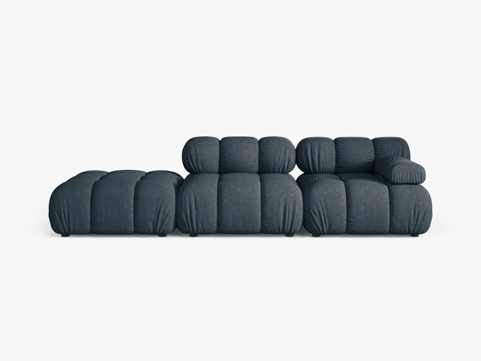 Micadoni Modulares Sofa Bellis 4-Sitzer Links Strukturierter Stoff Liberty Dunkel Petrol
