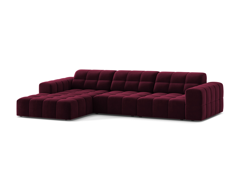 Cosmopolitan Design Ecksofa Chicago 4-Sitzer Samt Venus Burgunder Links