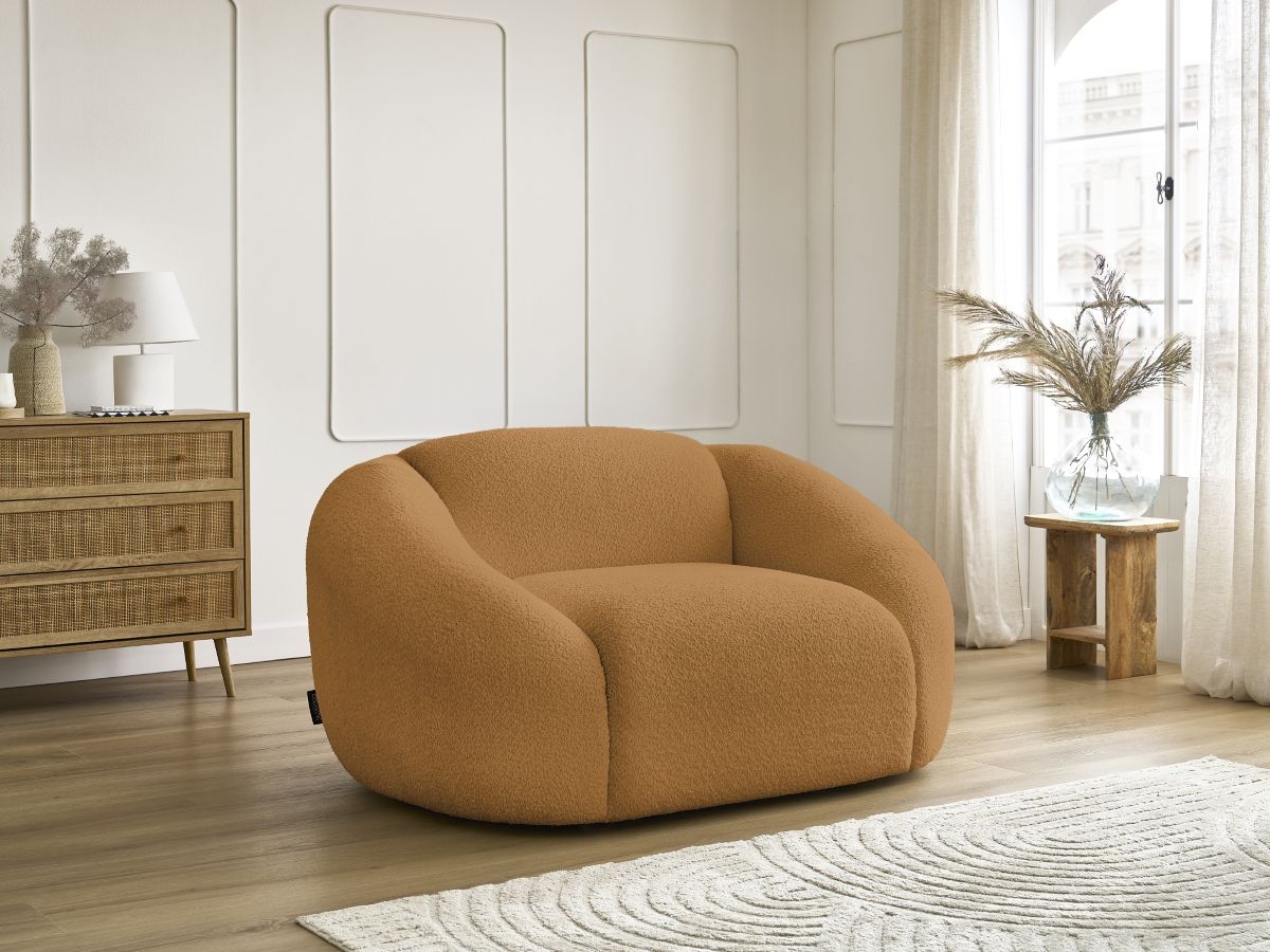 Bobochic Tina Sessel Bouclé-Stoff Gelb