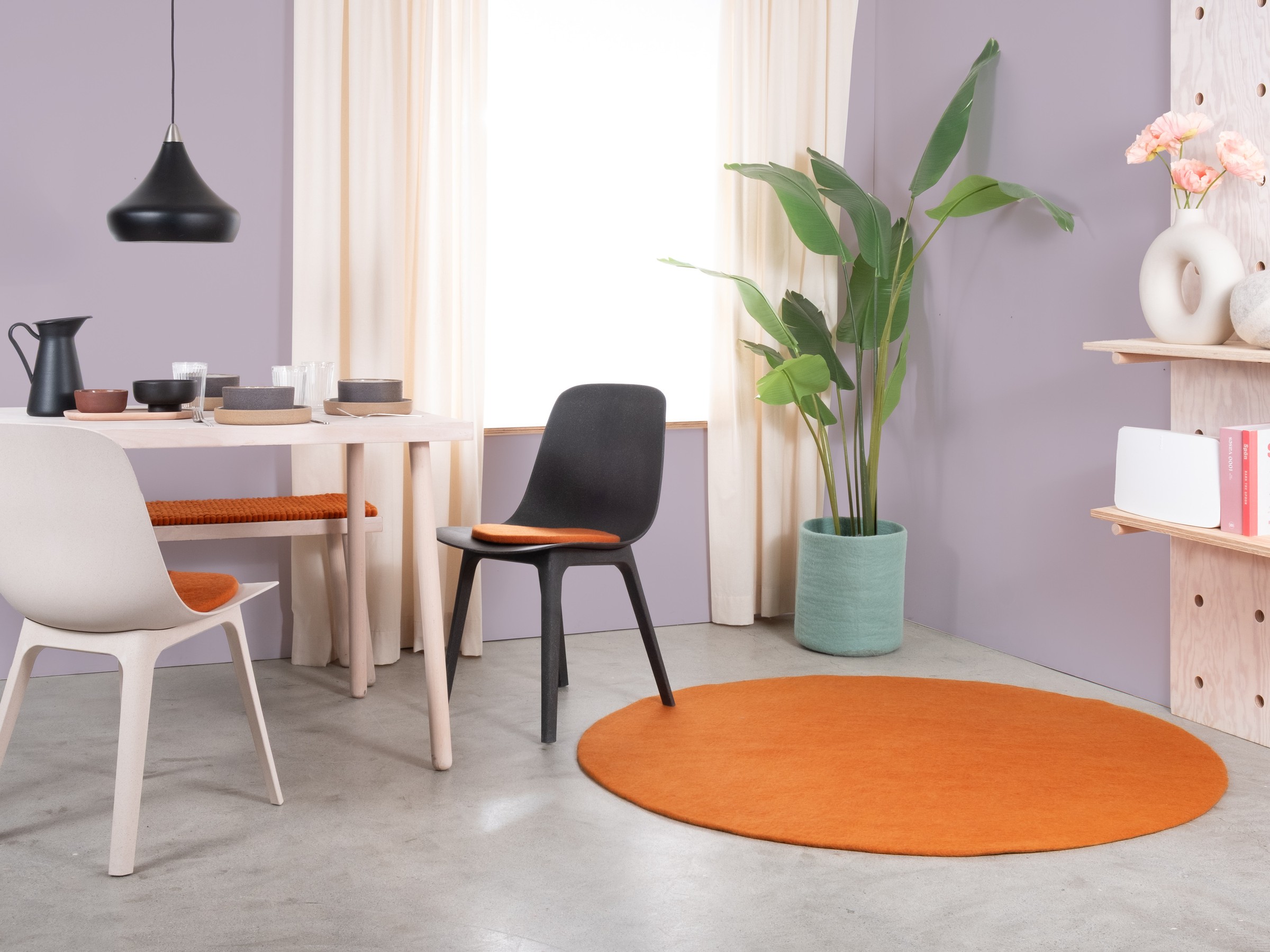 myfelt Afra Filzteppich Orange rund Ø 50 cm