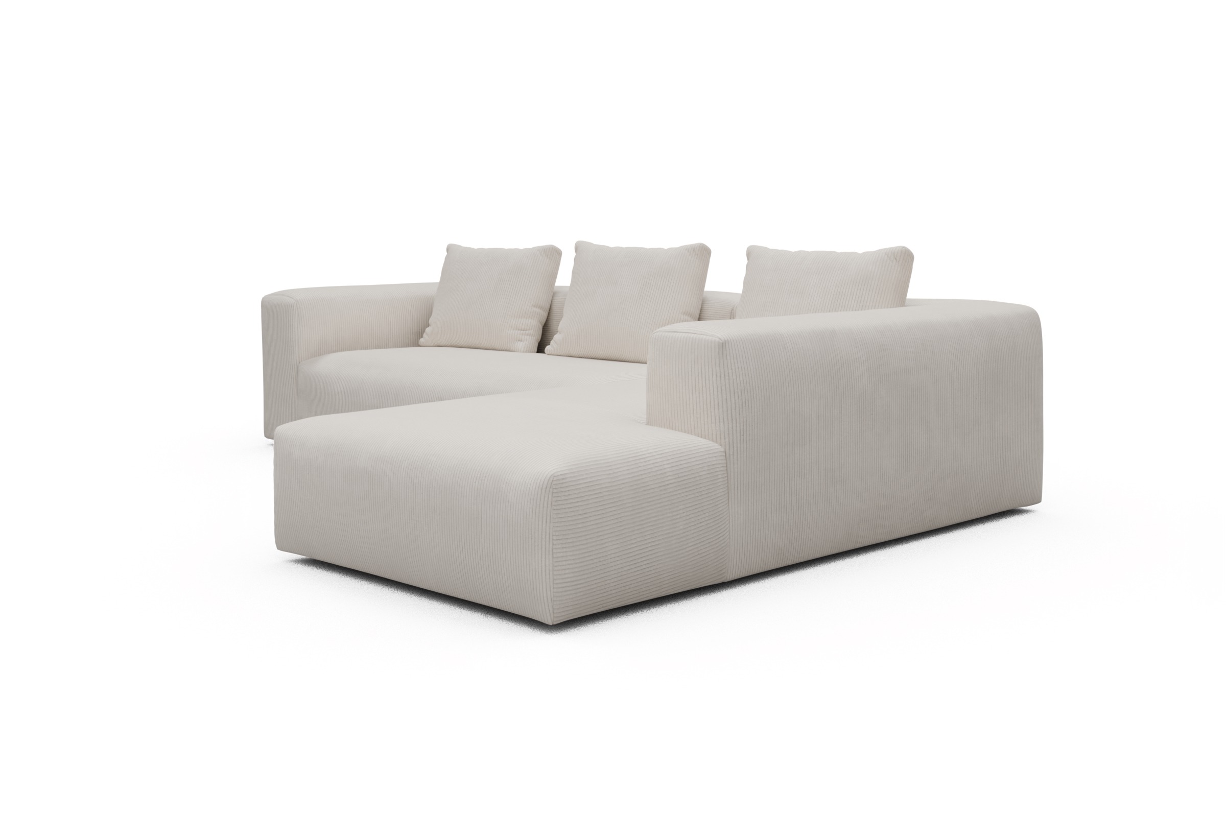 Ecksofa Fred Relax-Ecke rechts mit 2,5-Sitzer Corduroy-Ivory