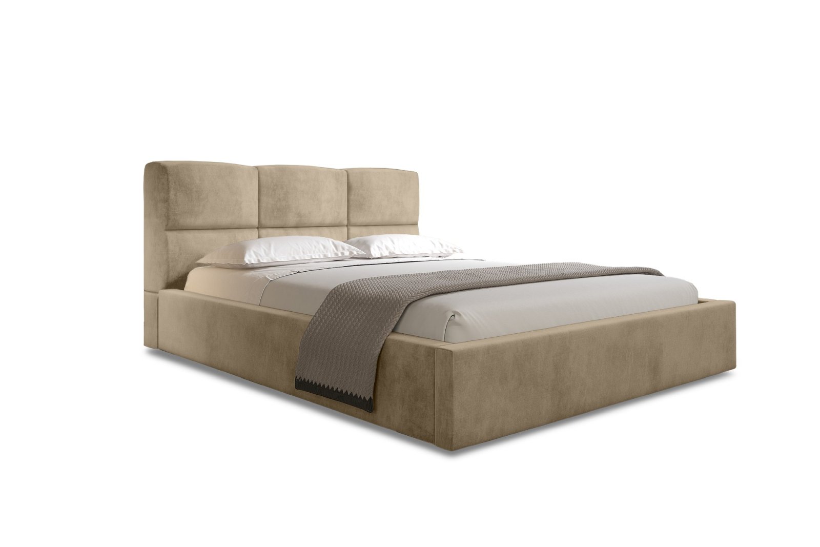Polsterbett Portoza Samtstoff 180x200 mit Holzrahmen Macau Truffle