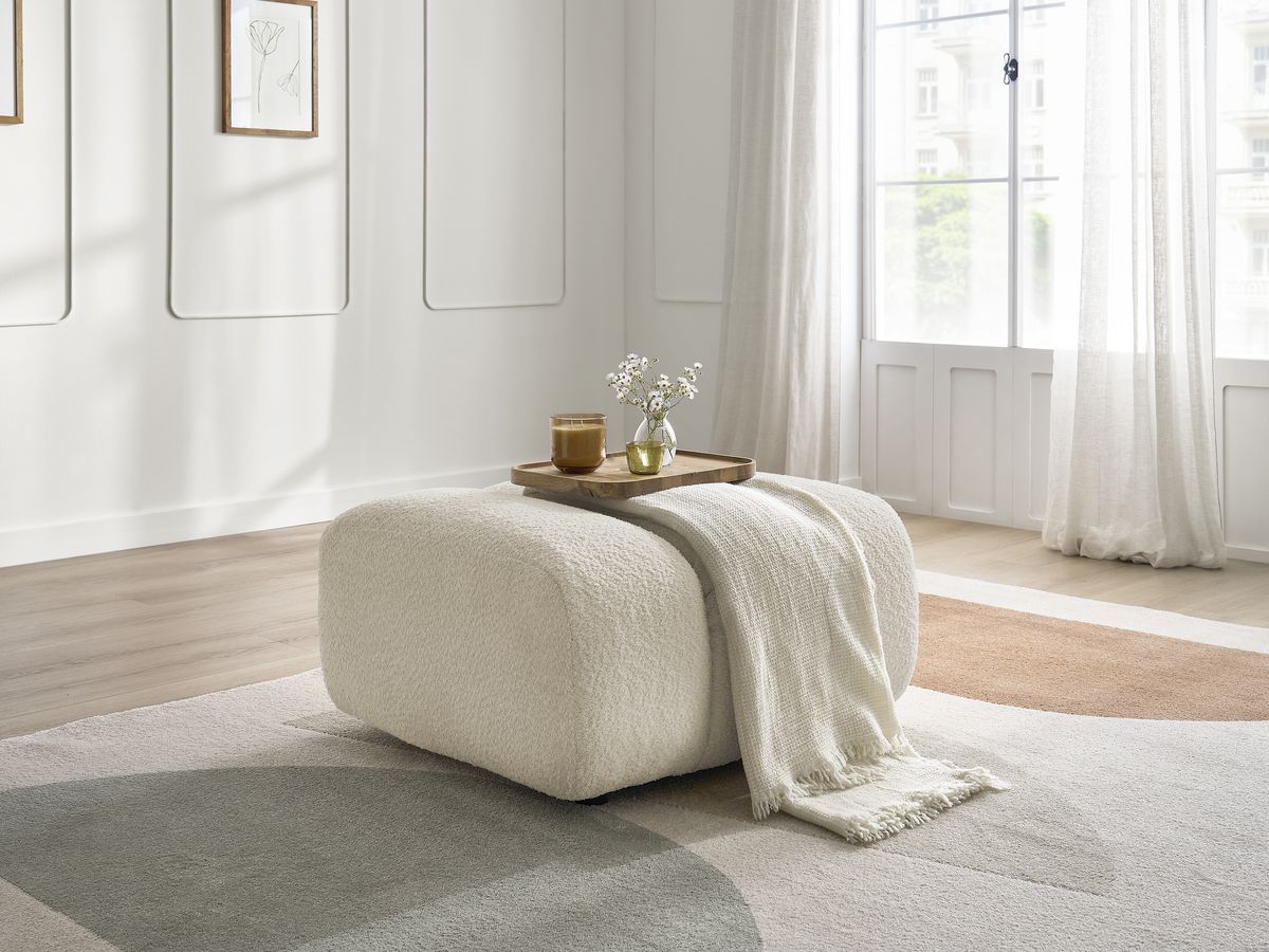 Bobochic Talia Pouf Bouclé-Stoff Beige