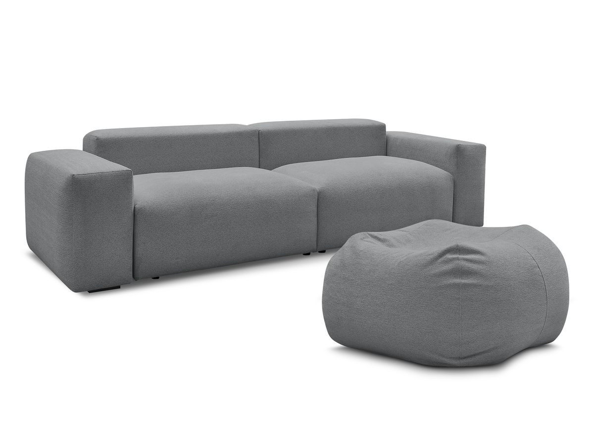 Bobochic Voltaire Sofa 5-Sitzer mit Pouf Melange-Stoff Dunkelgrau