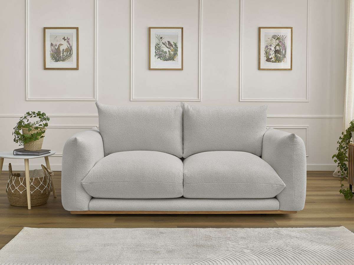 Bobochic Ernest Sofa 2-Sitzer Bouclé-Stoff Hellgrau
