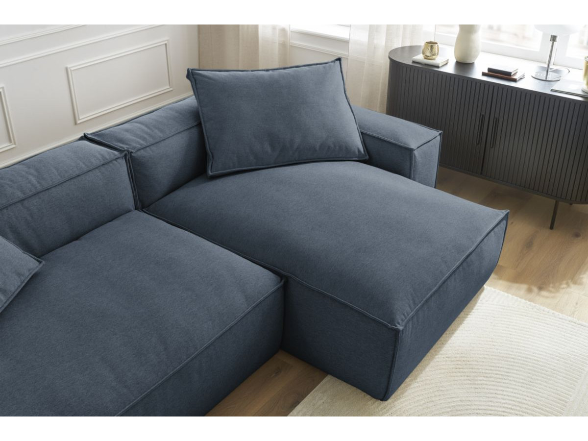 Bobochic Boheme Ecksofa, 2 Kissen Melange-Stoff Dunkelblau