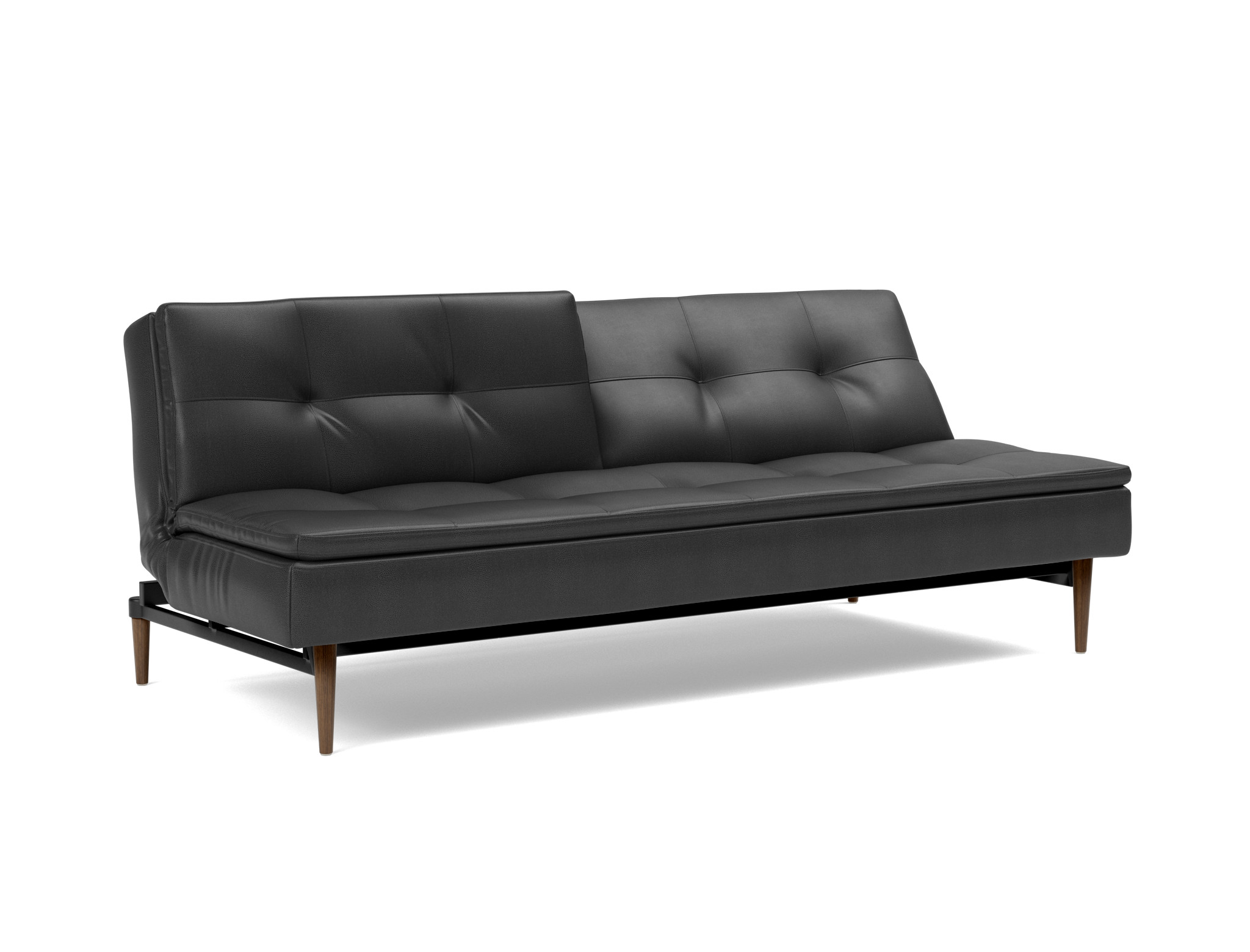 Schlafsofa Dublexo Lederoptik Faunal 550-Black Beine Styletto Eiche dunkel