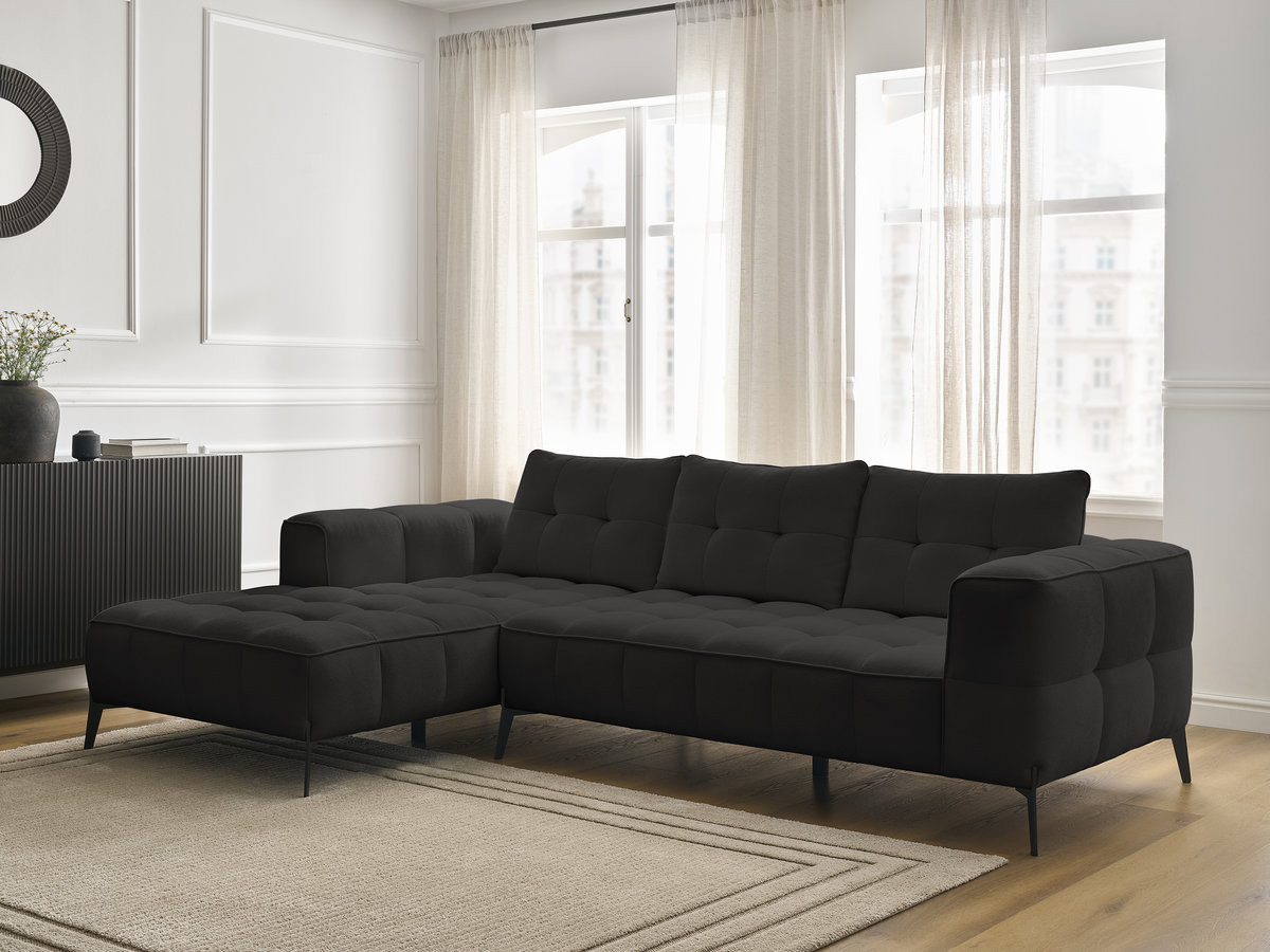 Bobochic Anis Ecksofa Strukturstoff Schwarz Ecke links
