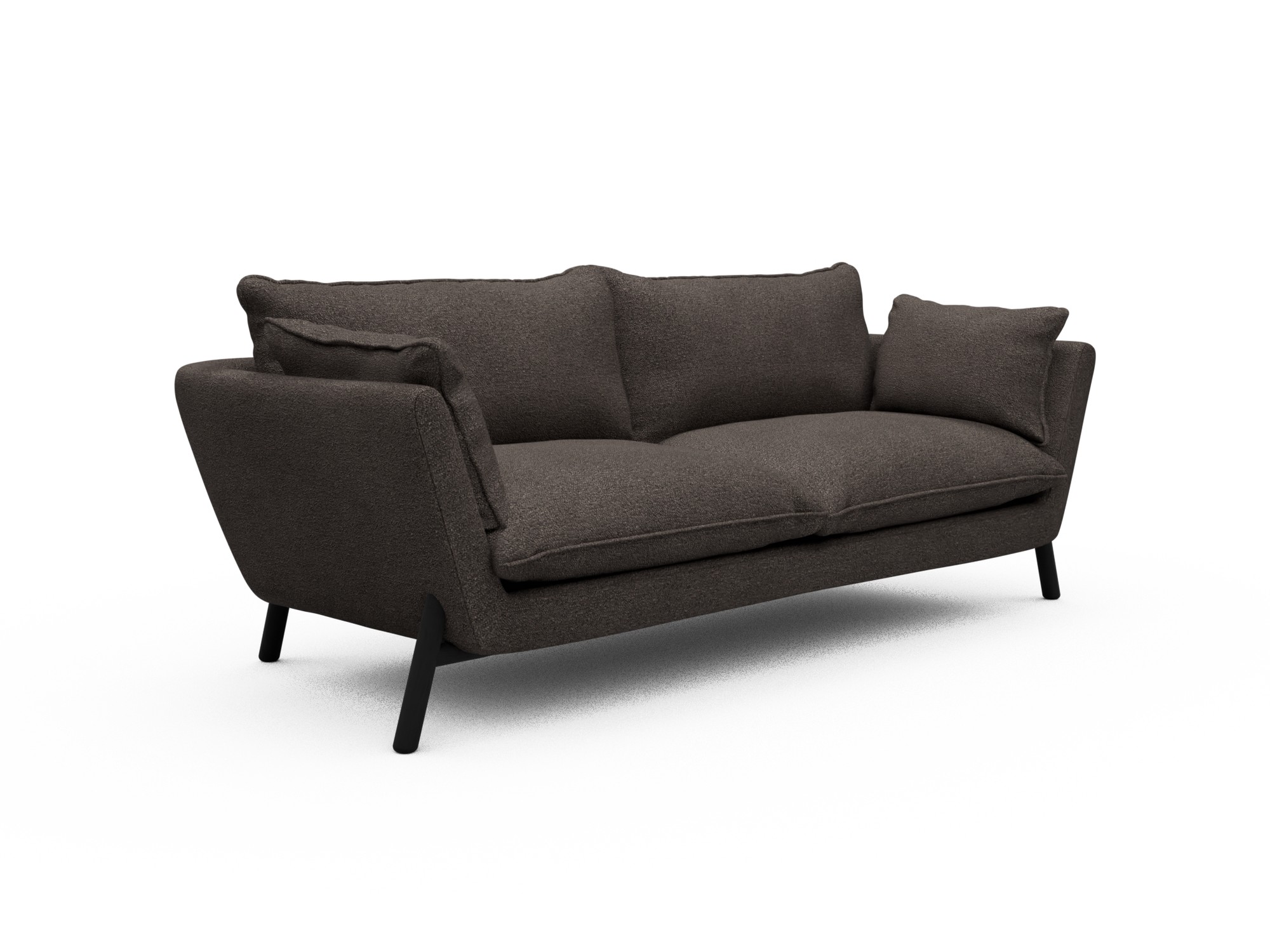 Skandi Home Sofa Emil Soft 3-Sitzer Beinfarbe Eiche Schwarz Boucle-Taupe moebelfaktor