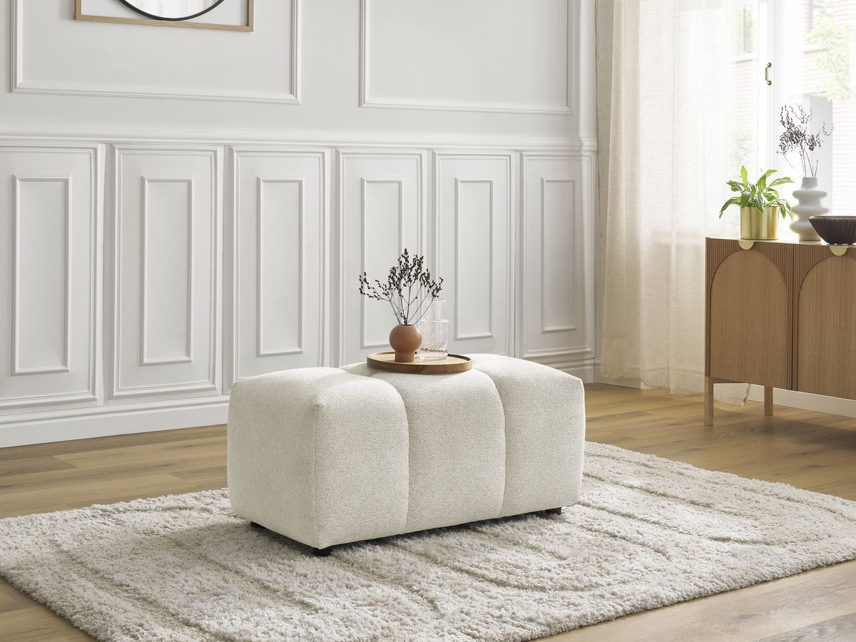 Bobochic Roxelane Pouf Melange-Stoff Weiß