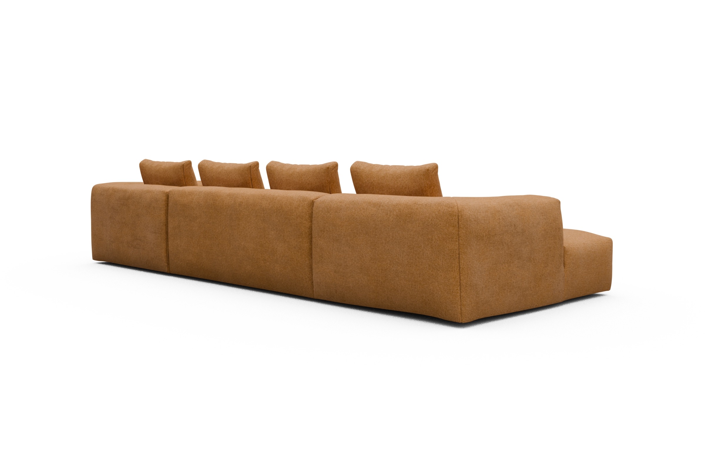 Wohnlandschaft Fred Relax-Ecke rechts mit 2-Sitzer und Chaiselongue links Strukturierter Stoff Casone 497-Warm-Yellow