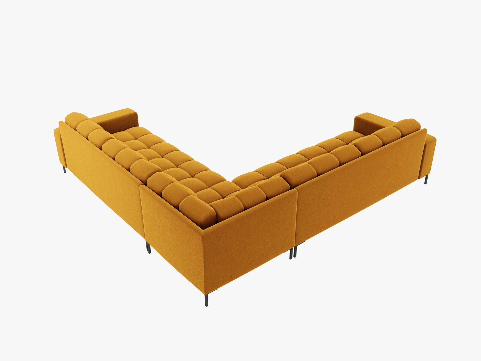 Micadoni Symmetrisches Ecksofa Mamaia 6-Sitzer Samt Bluvel Gelb schwarze Beine