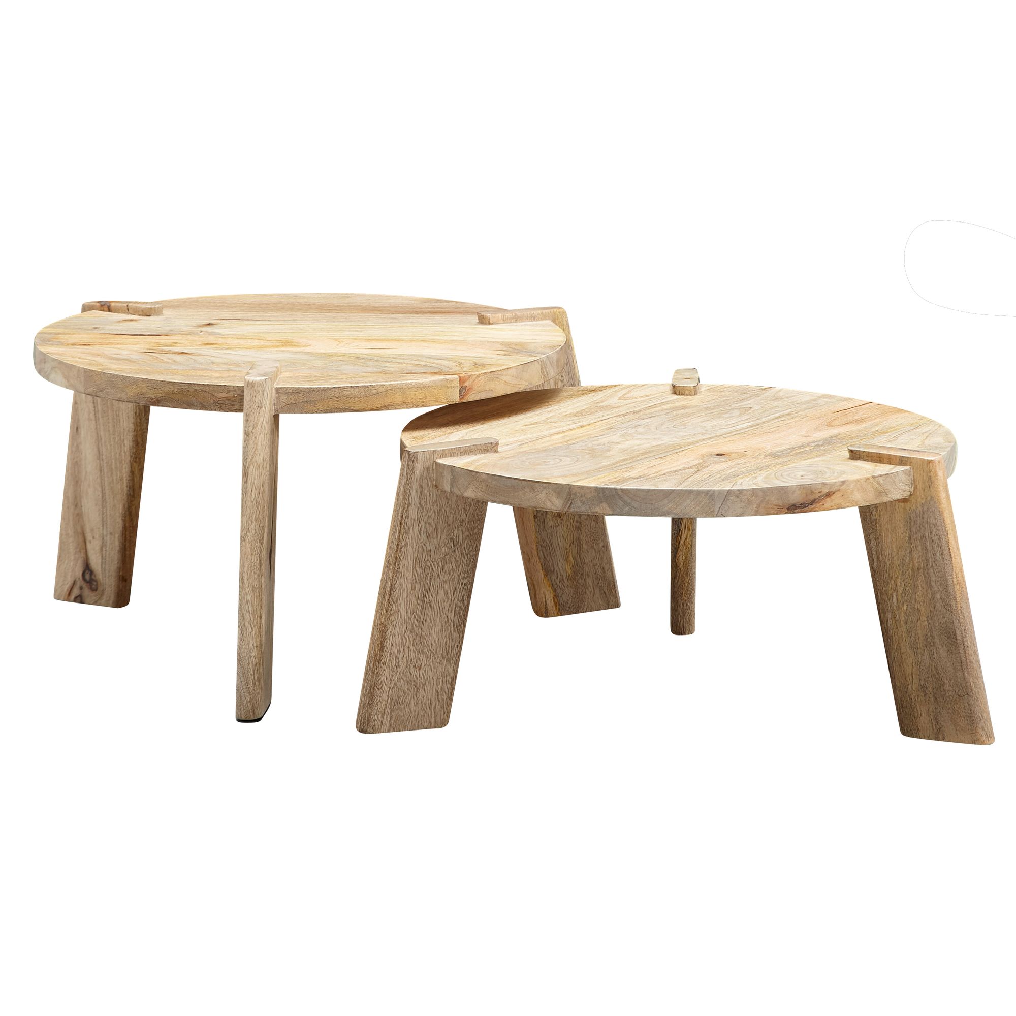 Satztisch 2er-Set Svinoy Mango Massivholz Ø 53 cm
