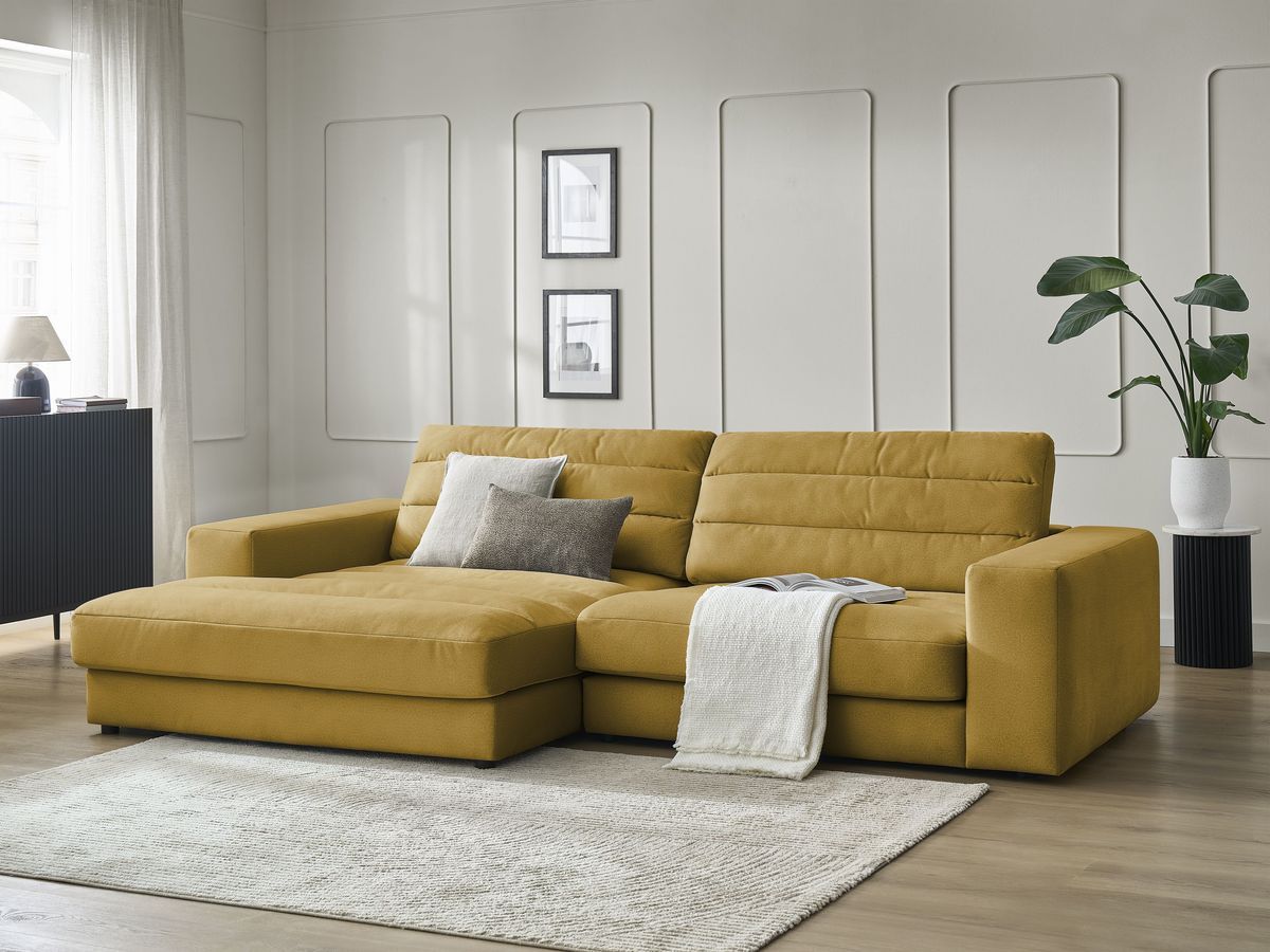 Bobochic Sierra Ecksofa Samt Gelb Ecke links