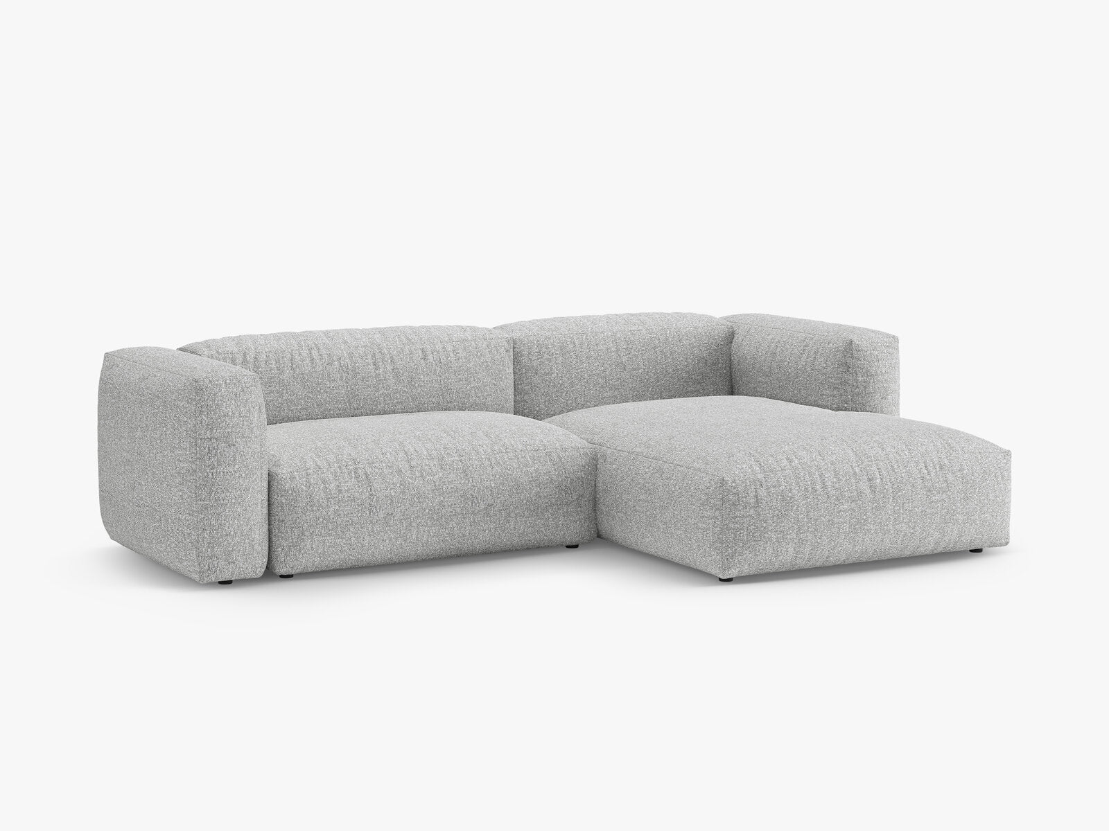 Micadoni Martina Ecksofa 4-Sitzer mit Schlaffunktion Rechts Boucle Monet Silber