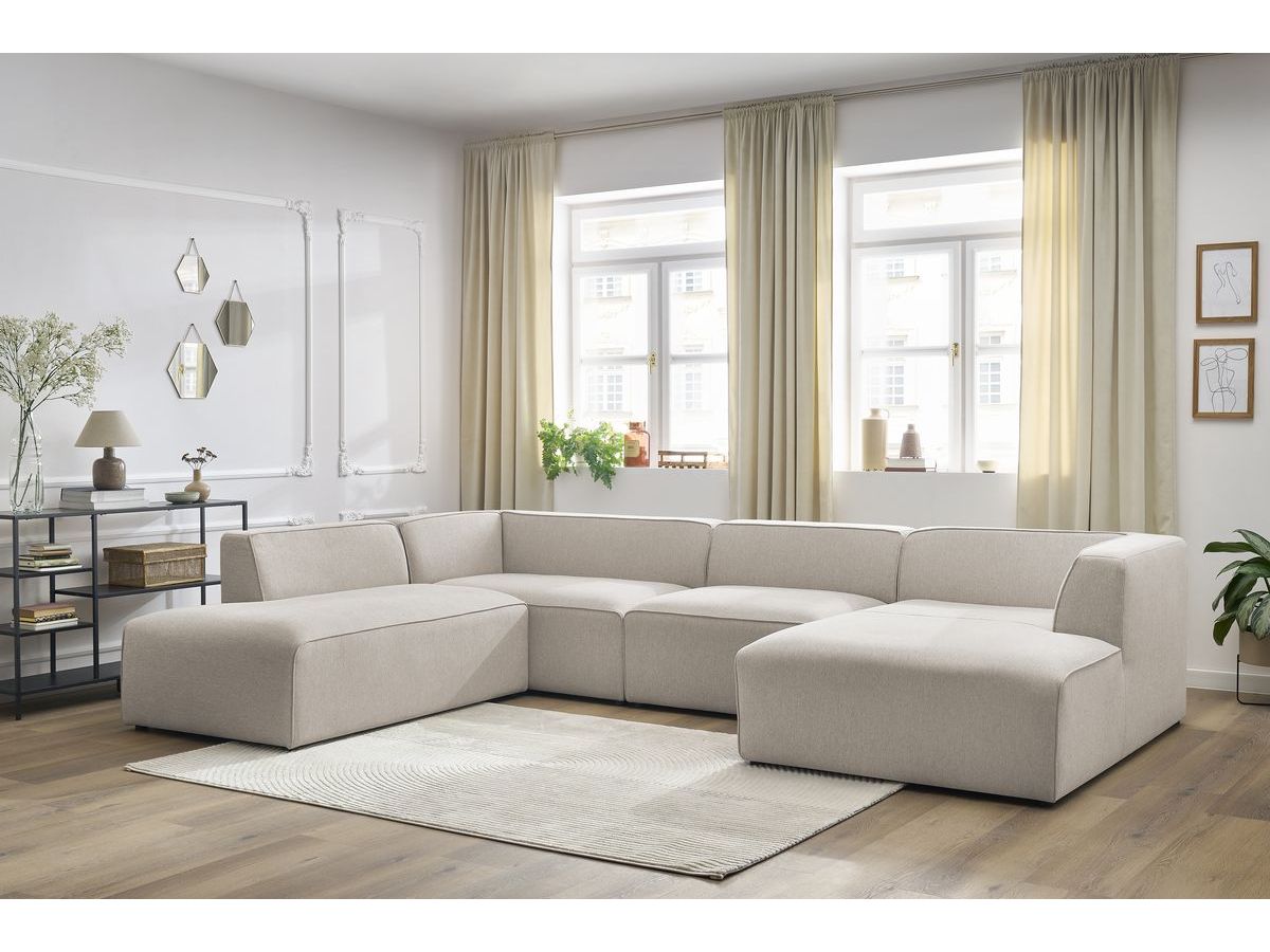 Bobochic Megeve Wohnlandschaft Melange-Stoff Beige Ecke rechts