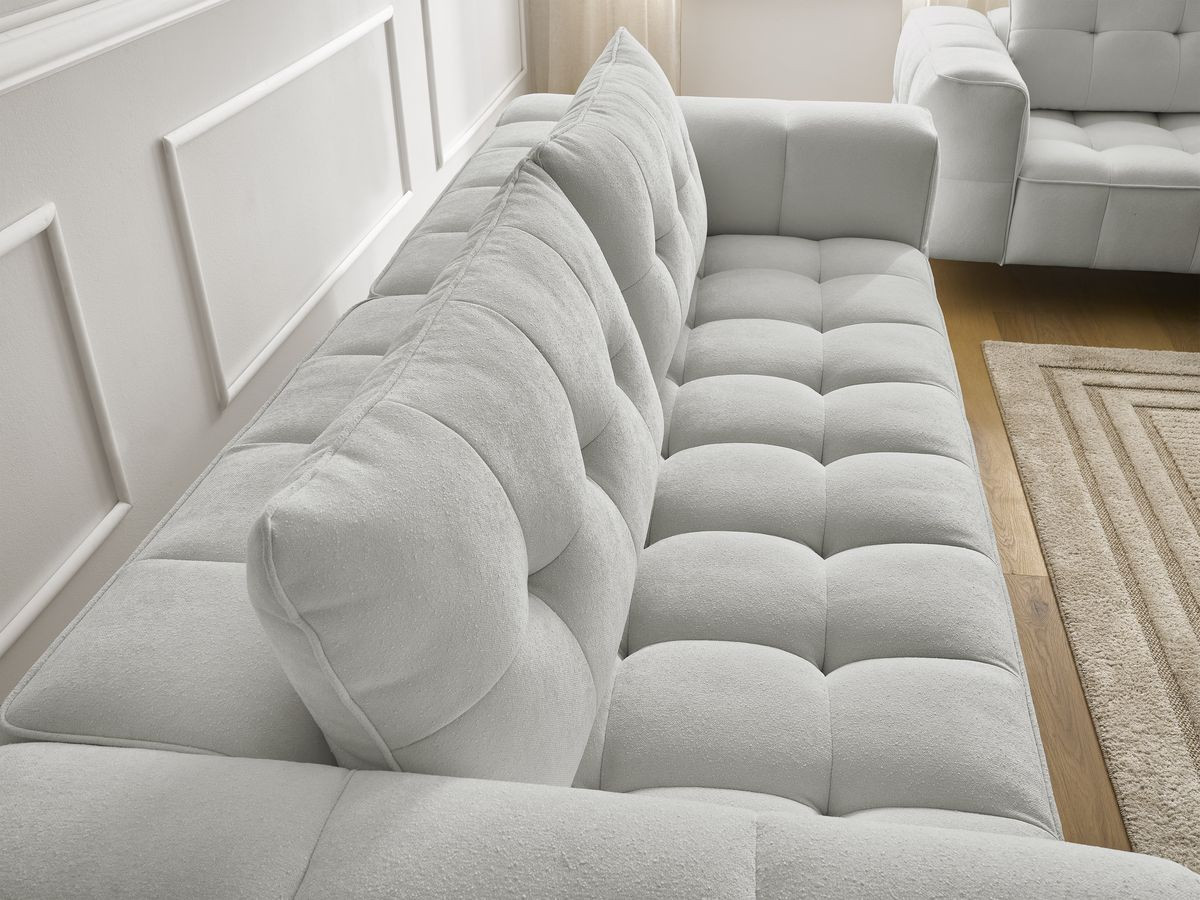 Bobochic Anis Sofa-Set 3- und 2-Sitzer mit Pouf Strukturstoff Hellgrau