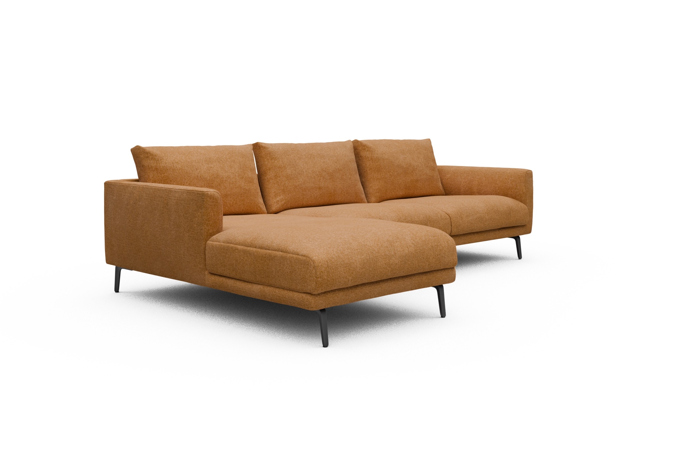 Ecksofa Karl Chaiselongue links mit 2,5-Sitzer Casone-Warm-Yellow
