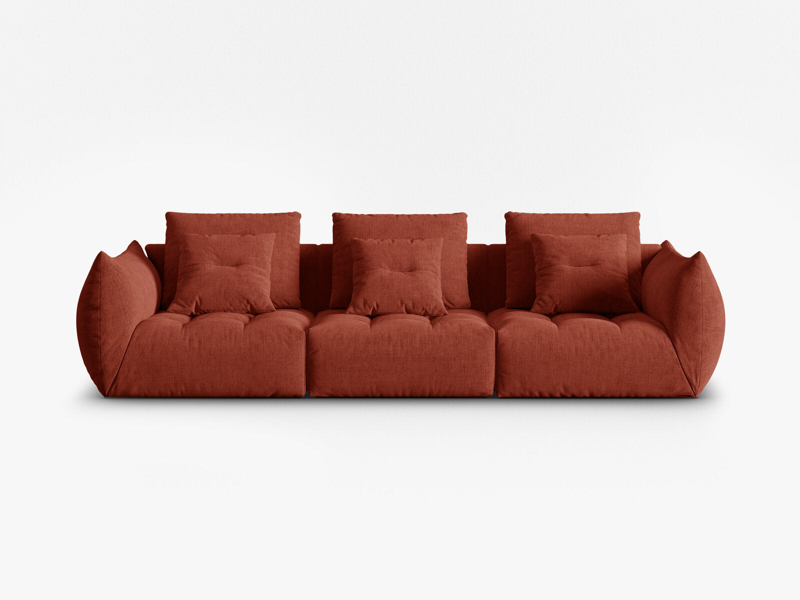 Micadoni Sofa Bloom 4-Sitzer Strukturierter Stoff Wind Kastanienbraun