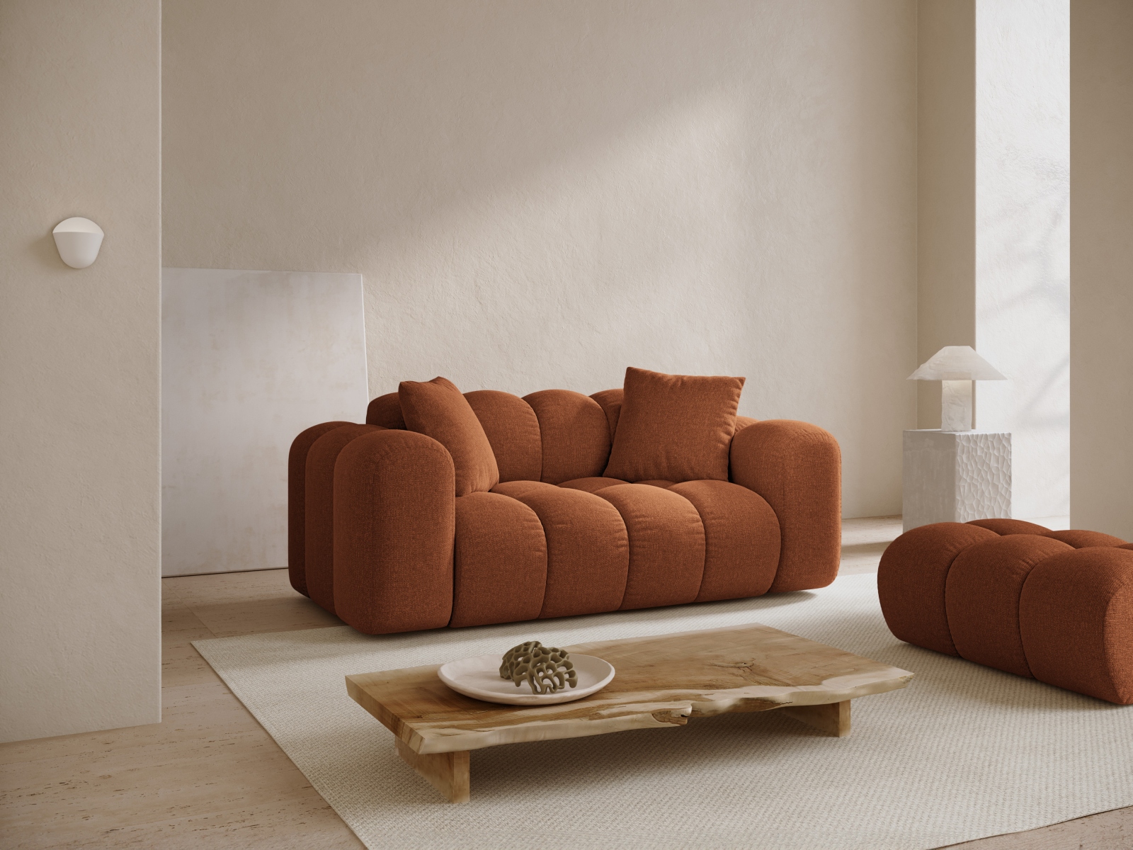 Cosmopolitan Design Sofa Treno 2-Sitzer Chenille Eden Ziegel