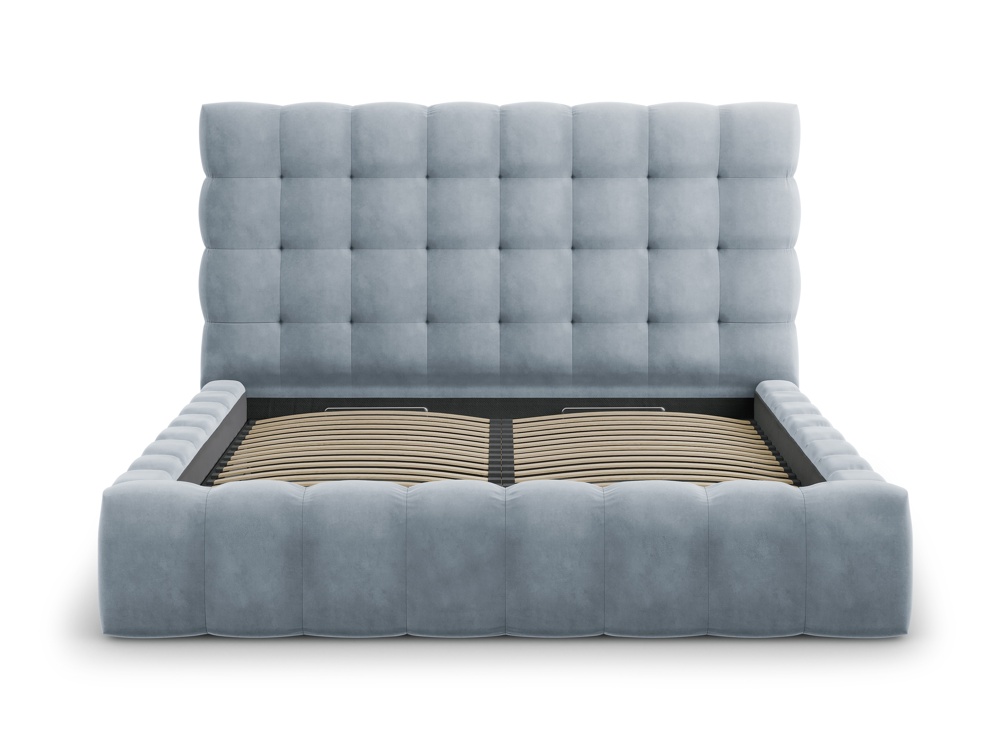 Cosmopolitan Design Stauraumbett mit Kopfteil Bali 180x200 Samt Bluvel Hellblau