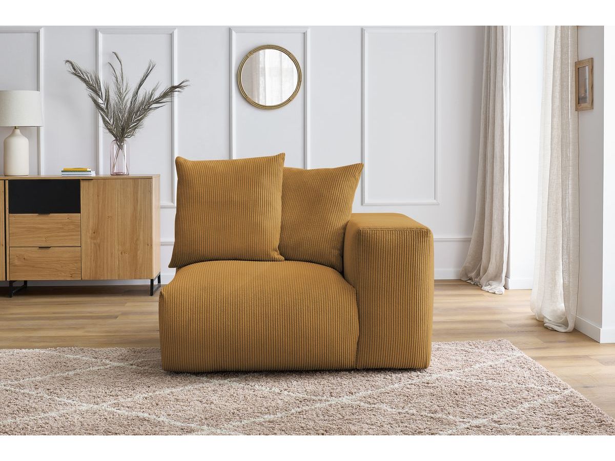 Bobochic Voltaire Sofamodul 1-Sitzer 130 × 100 cm Cordsamt Gelb Ecke rechts