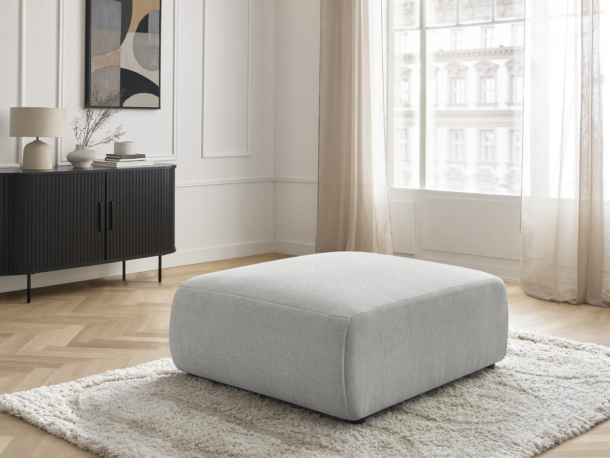 Bobochic Jana Pouf 94 × 114 cm Melange-Stoff Hellgrau