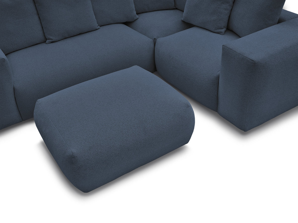 Bobochic Voltaire Ecksofa mit Pouf 268 × 214 cm Melange-Stoff Dunkelblau Ecke rechts