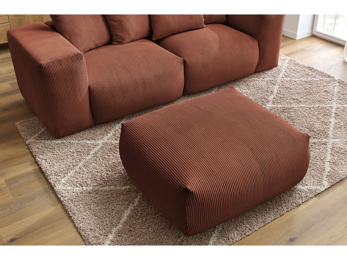 Bobochic Voltaire Sofa 4-Sitzer mit Pouf 248 × 100 cm Cordsamt Orange
