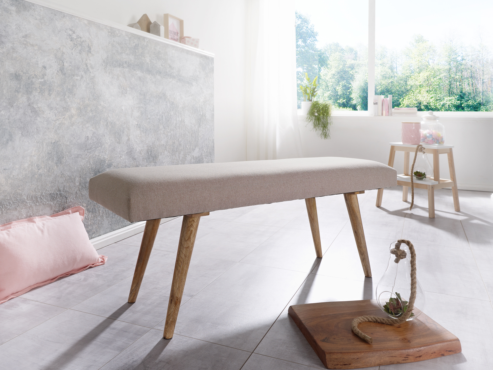 Sitzbank Fanoe Stoff Beige 117 × 38 × 51 cm