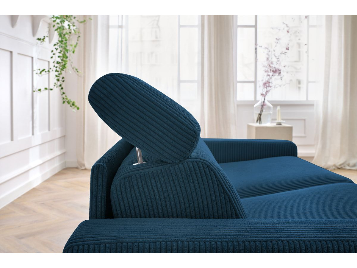 Bobochic Monaco Schlafsofa 3-Sitzer Cordsamt Dunkelblau, Liegefläche 140 × 190 cm