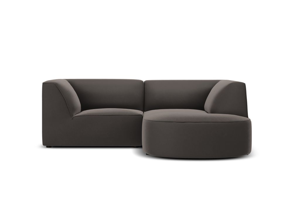 Cosmopolitan Design Ecksofa Siena 3-Sitzer abgerundet Samt Salvador Dunkelgrau Rechts