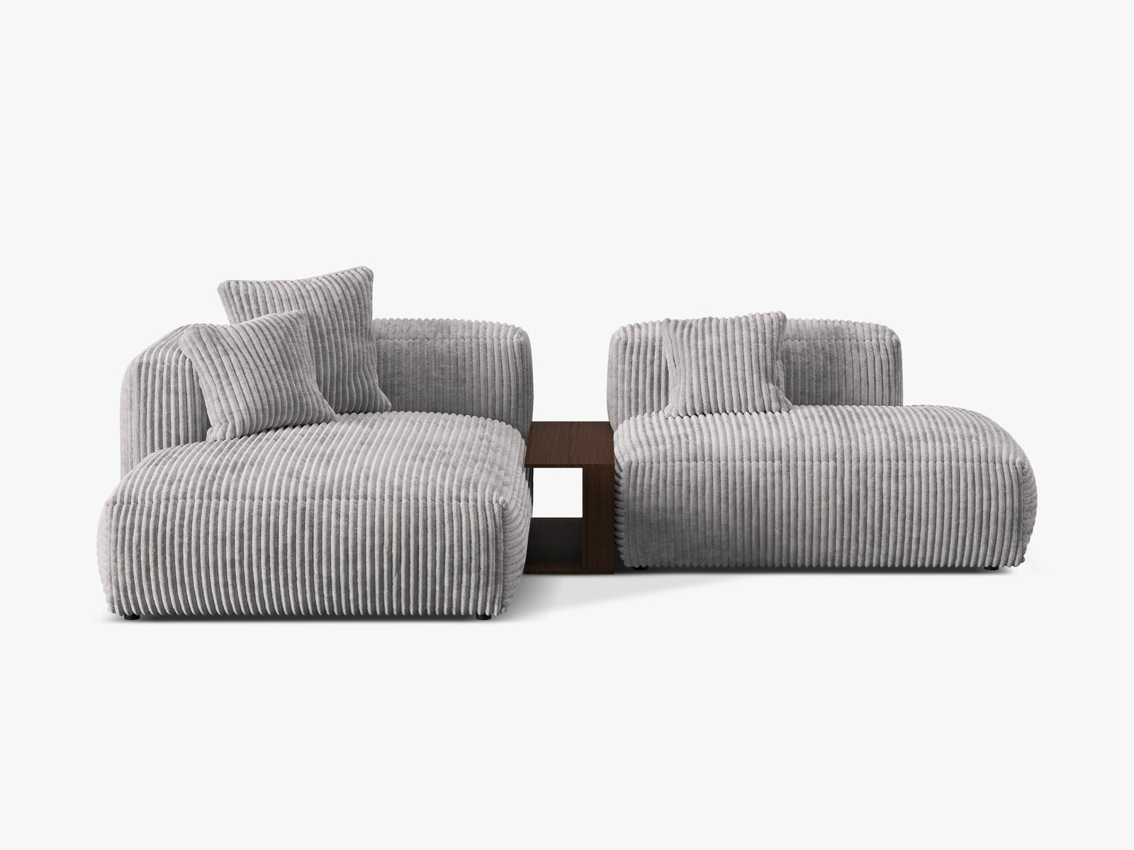 Micadoni Ecksofa Martina 2-Sitzer mit Couchtisch Links Kord Hellgrau