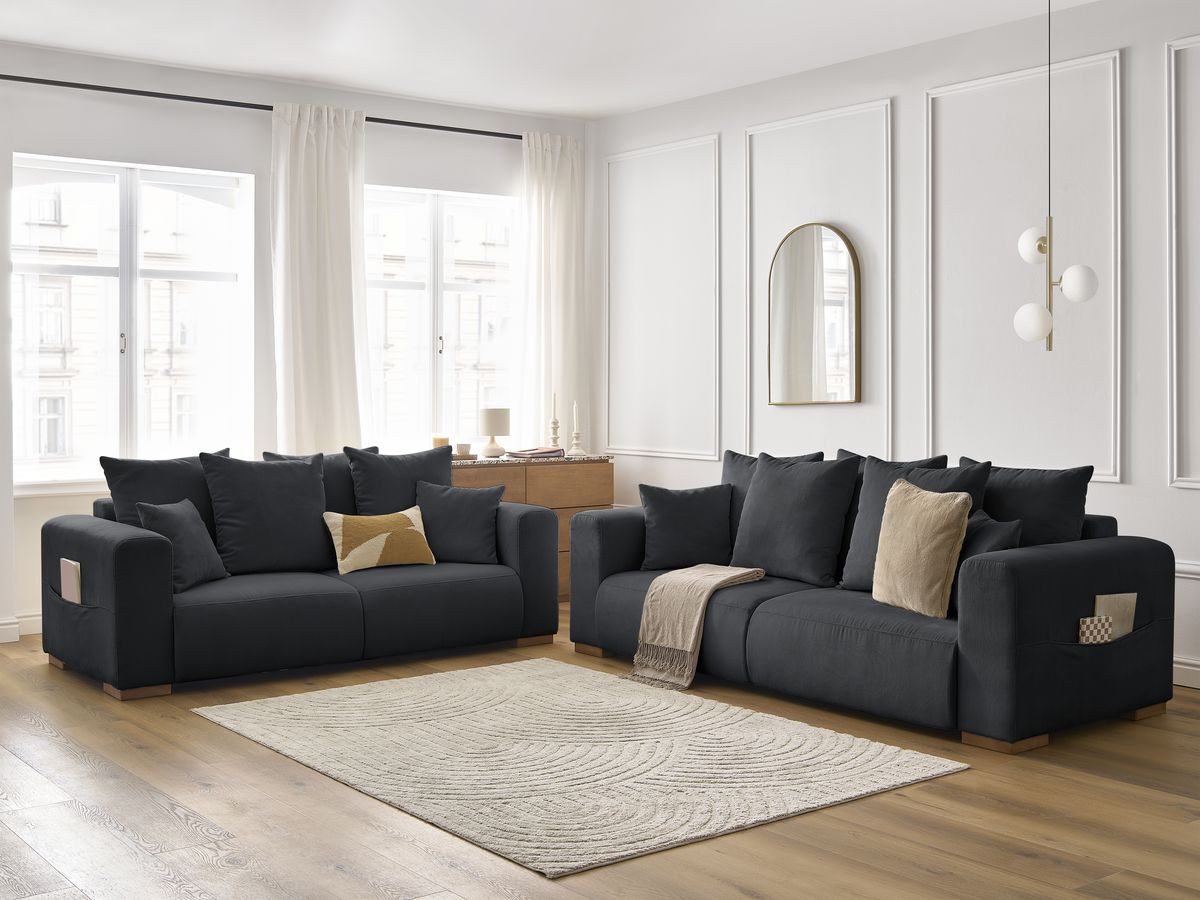Bobochic Sidonie Sofa 5-Sitzer Cordsamt Schwarz