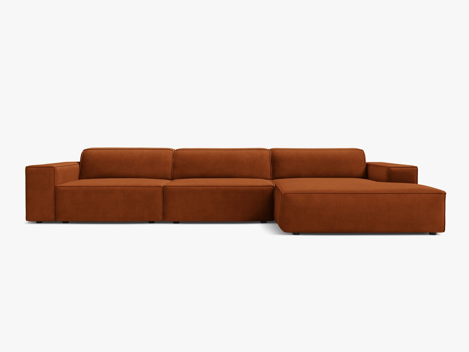 Micadoni Ecksofa Jodie 4-Sitzer Rechts Samt Bluvel Terrakotta