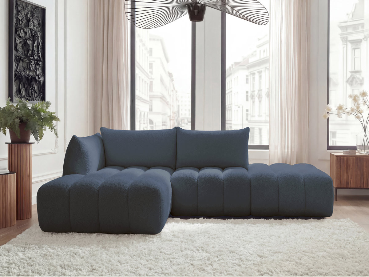 Bobochic Azra Ecksofa 319 × 178 cm Bouclé-Stoff Dunkelblau Ecke links