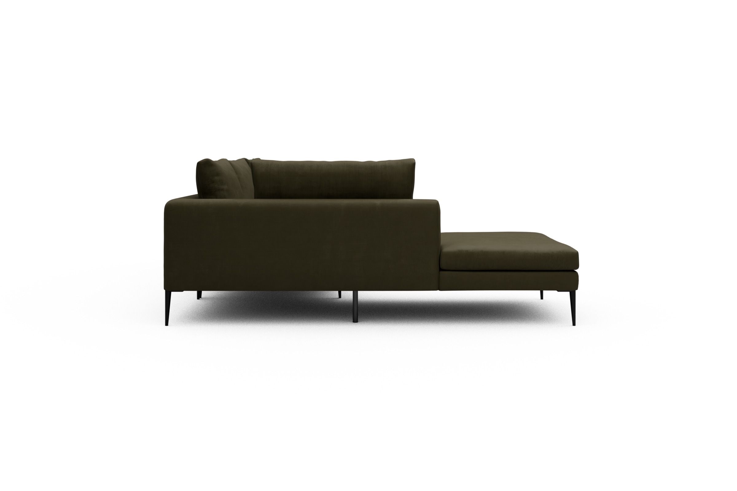 Ecksofa Paul Relax-Ecke rechts mit 3-Sitzer Cordufine-Pine-Green