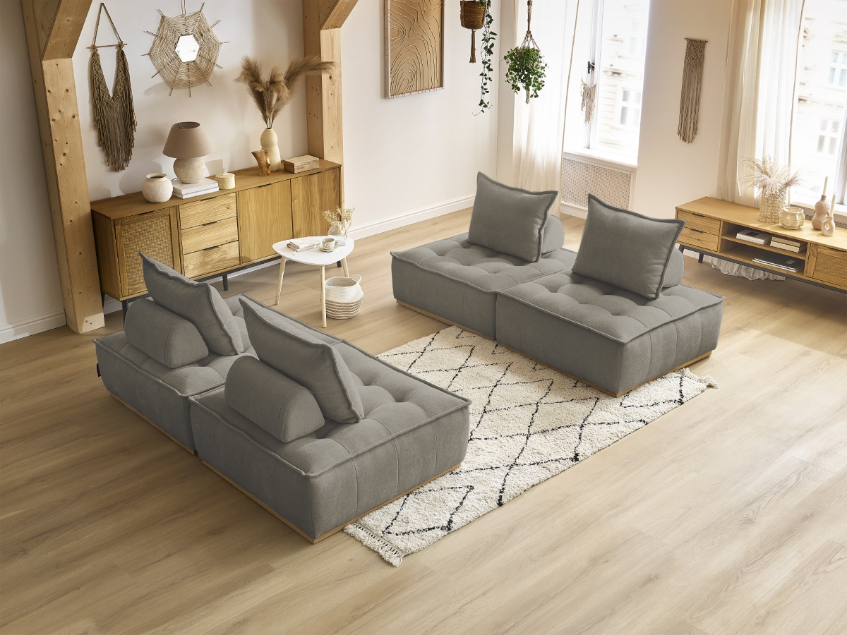 Bobochic Elisa Sofa 4-Sitzer Strukturstoff Taupe