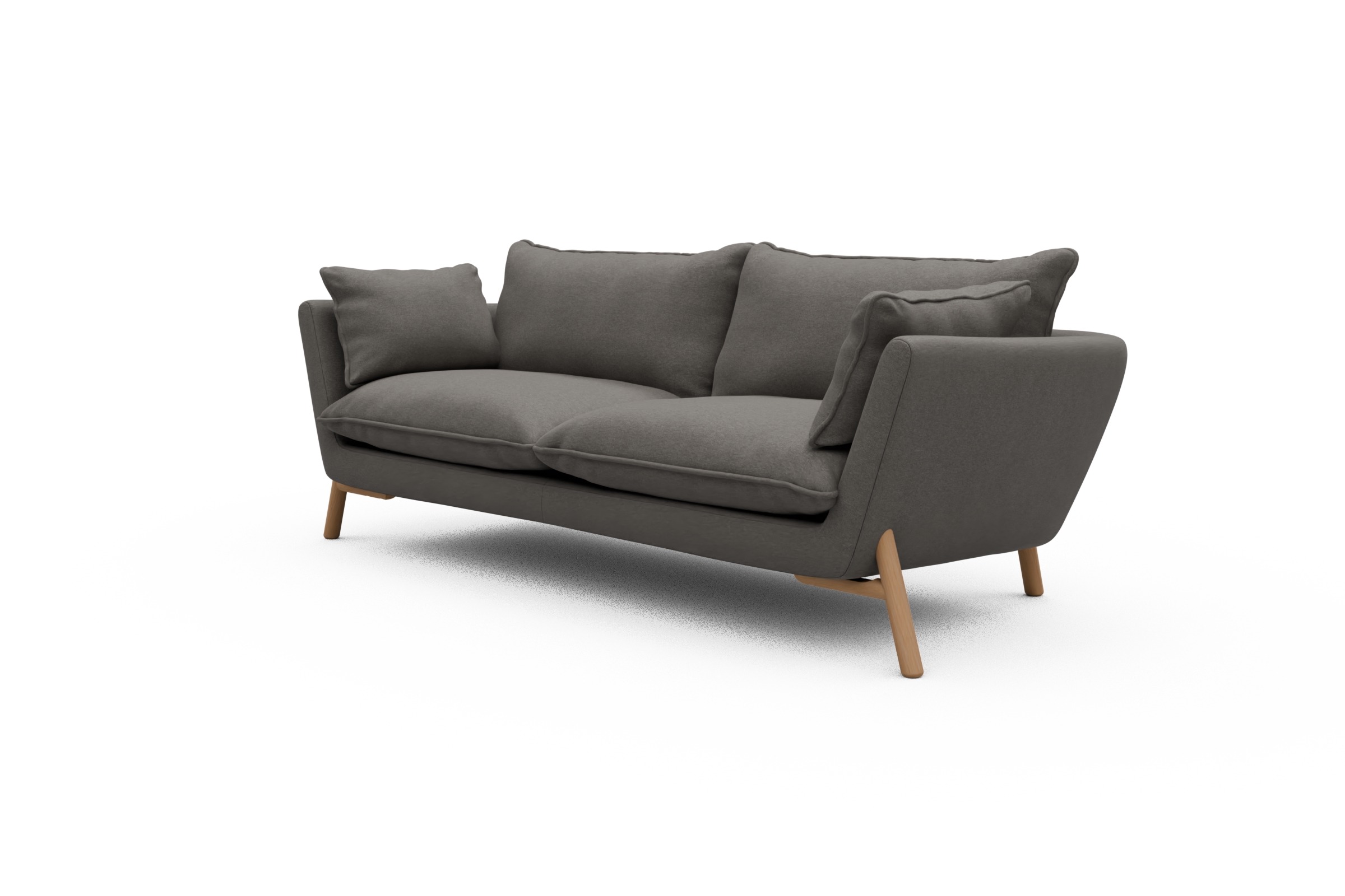 Sofa Emil PREMIUM 3-Sitzer Beinfarbe Eiche Natur Satya-Taupe