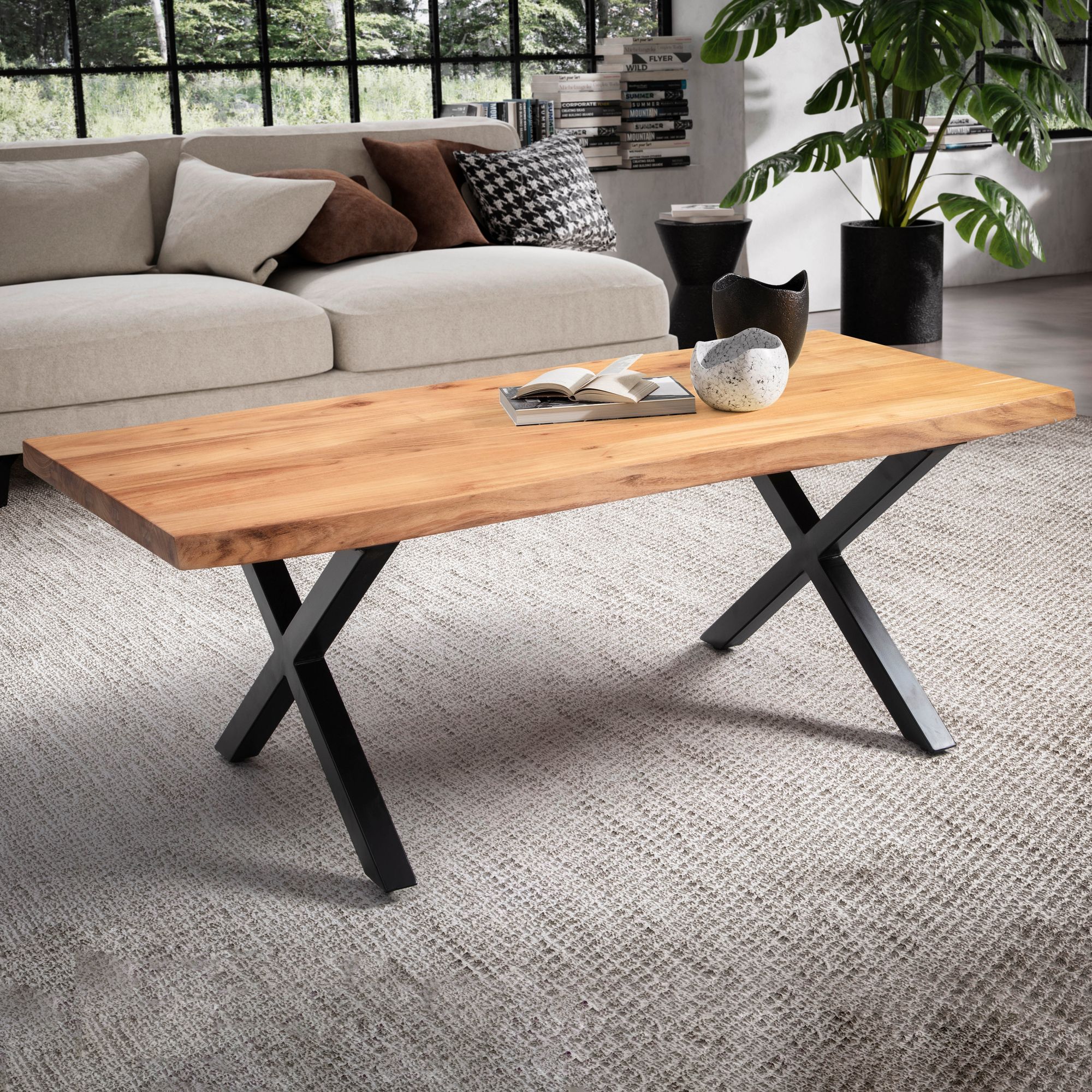 Couchtisch Lovund Akazie Massivholz 120 × 60 × 46 cm