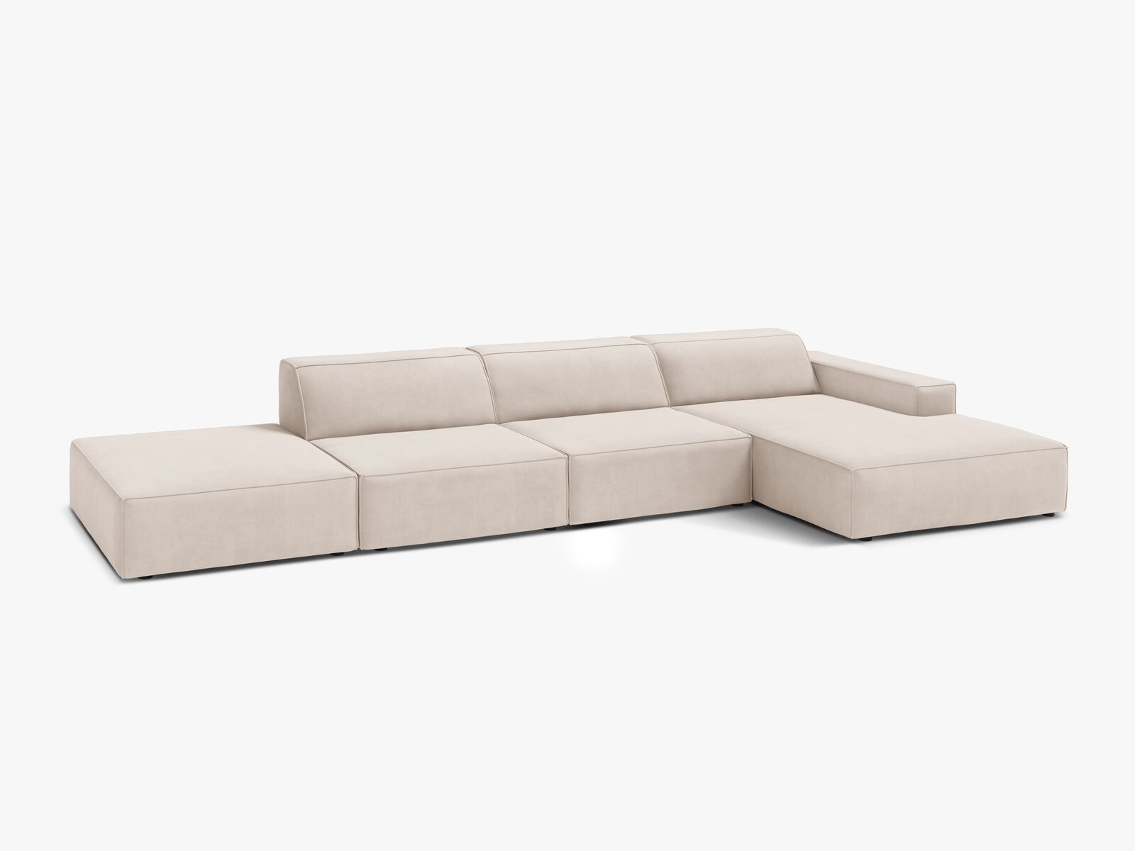 Micadoni Ecksofa Jodie 5-Sitzer Samt Venus Helles Beige Rechts