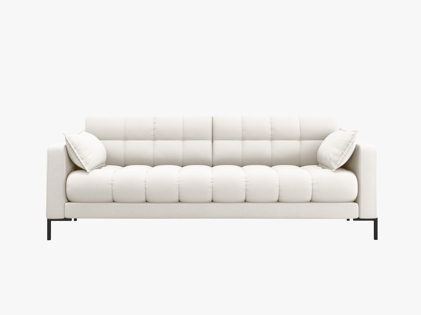 Micadoni Sofa Mamaia 3-Sitzer Strukturierter Stoff Neve Helles Beige schwarze Beine