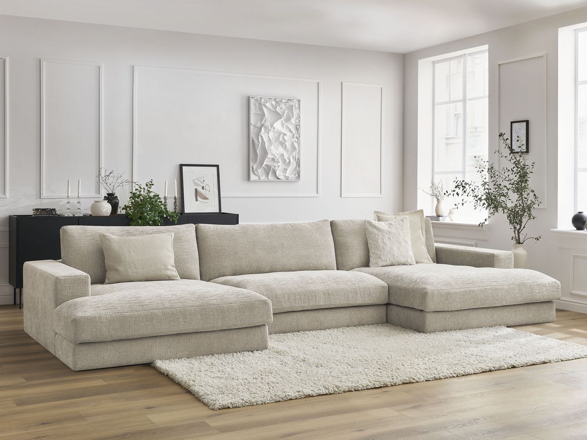 Bobochic Leonard Wohnlandschaft 349 × 159 cm Strukturstoff Beige