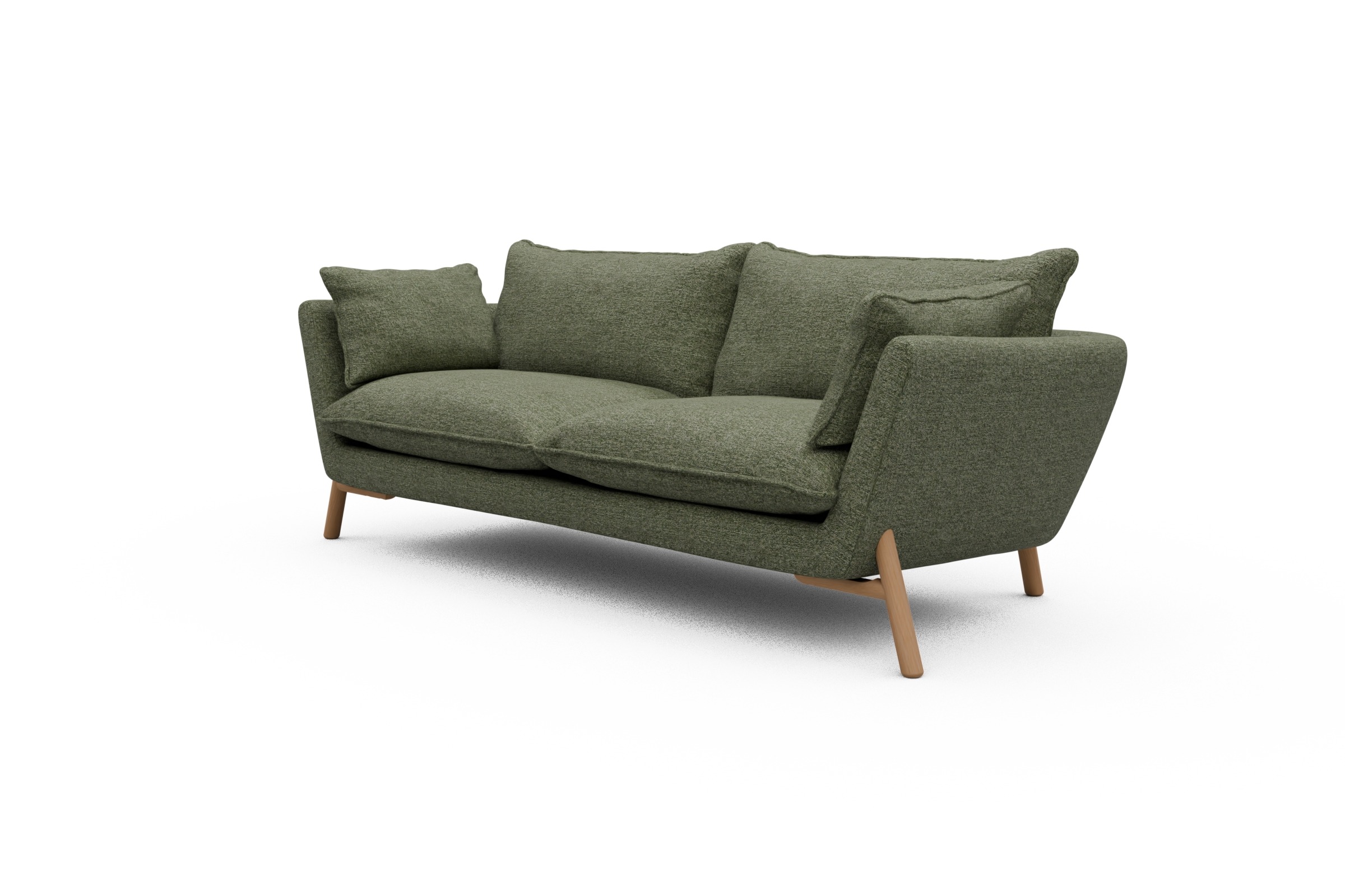 Sofa Emil PREMIUM 3-Sitzer Beinfarbe Eiche Natur Carreno-Vivid-Green