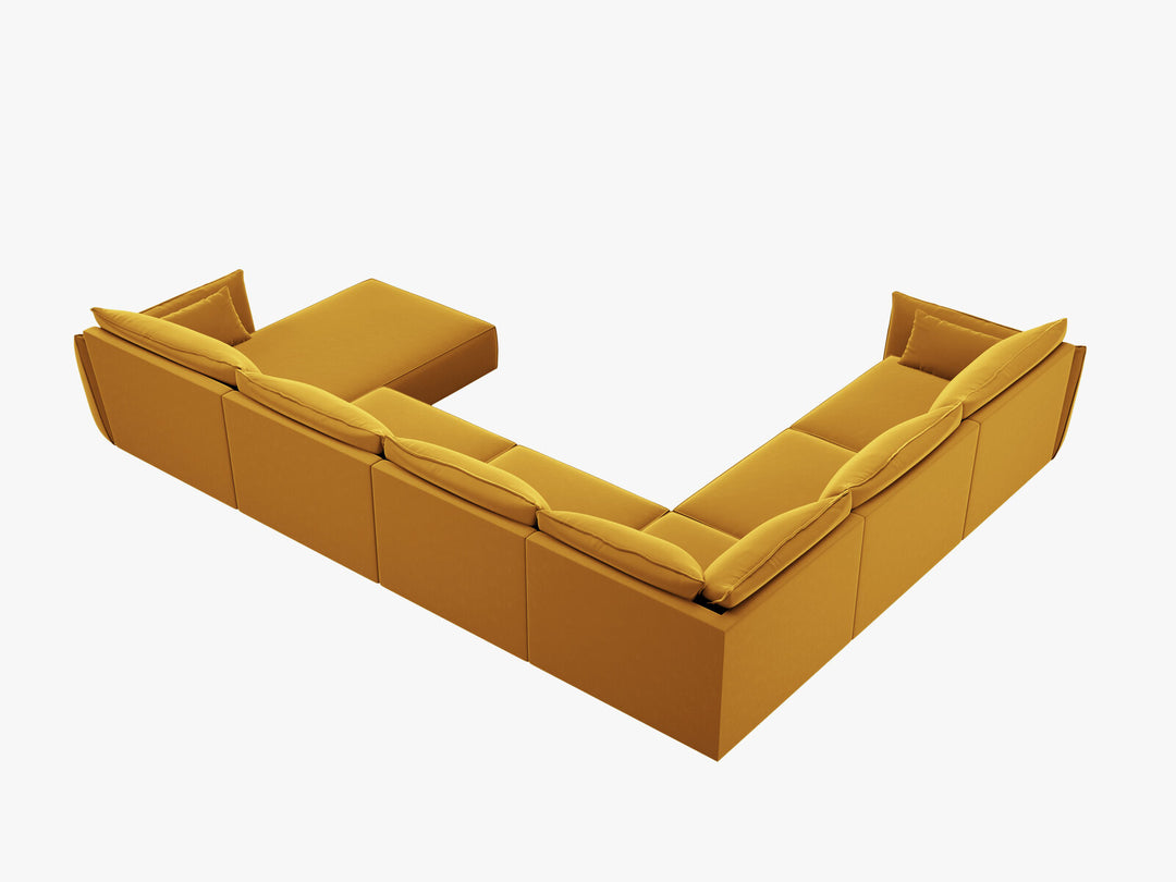 Micadoni Panorama-Ecksofa Kaelle 8-Sitzer Links Samt Bluvel Gelb