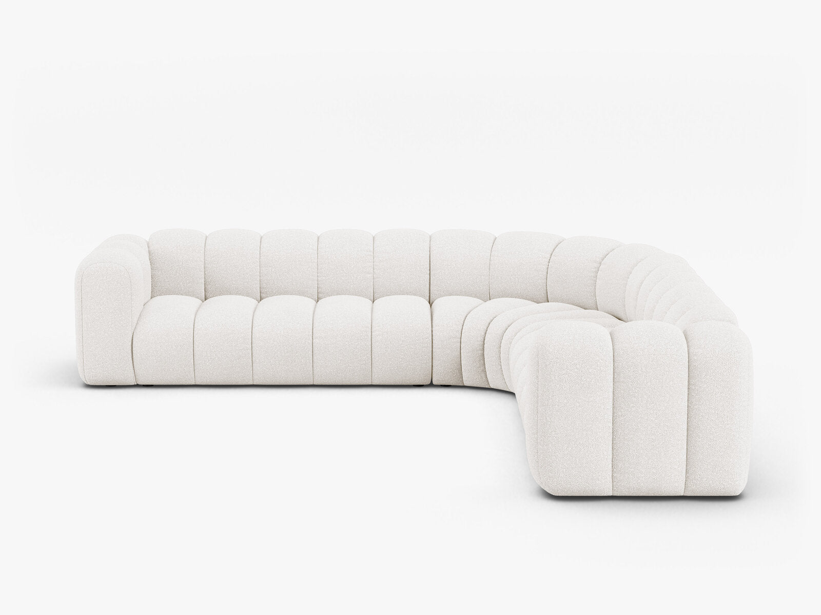 Micadoni symmetrisches Ecksofa Lupine 5-Sitzer  Boucle Baloo Weiß
