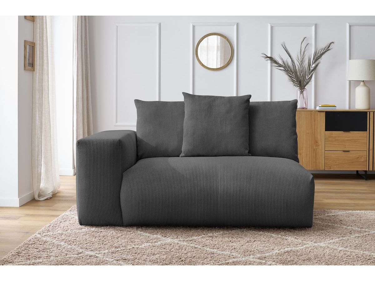 Bobochic Voltaire Sofamodul 2-Sitzer 178 × 100 cm Cordsamt Dunkelgrau Ecke links