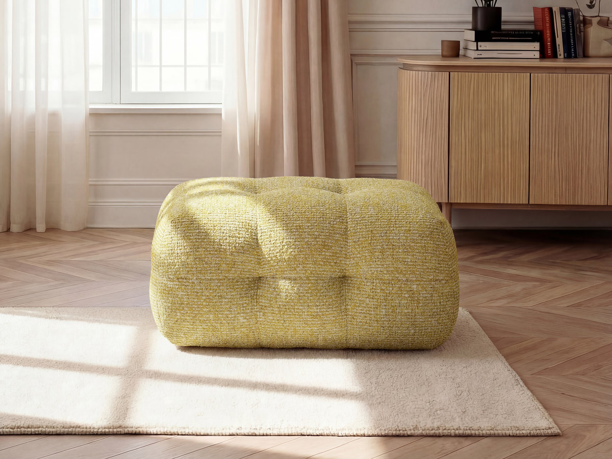Bobochic Laura Pouf 98 × 62 cm Melange-Stoff Gelb