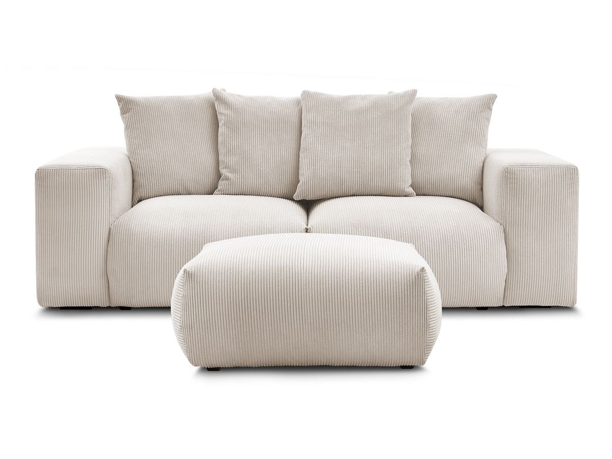 Bobochic Voltaire Sofa 4-Sitzer mit Pouf 248 × 100 cm Cordsamt Beige