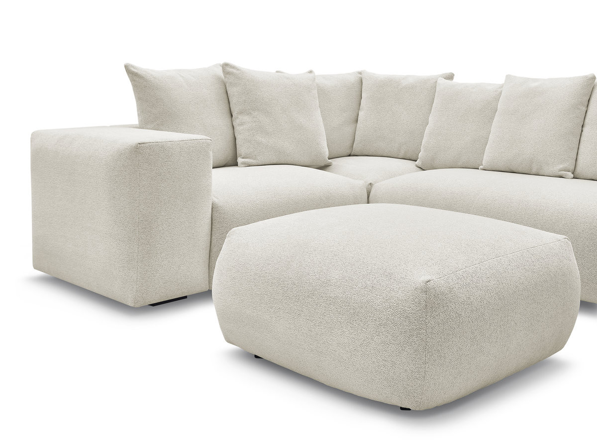 Bobochic Voltaire Ecksofa mit Pouf 268 × 214 cm Melange-Stoff Weiß Ecke links